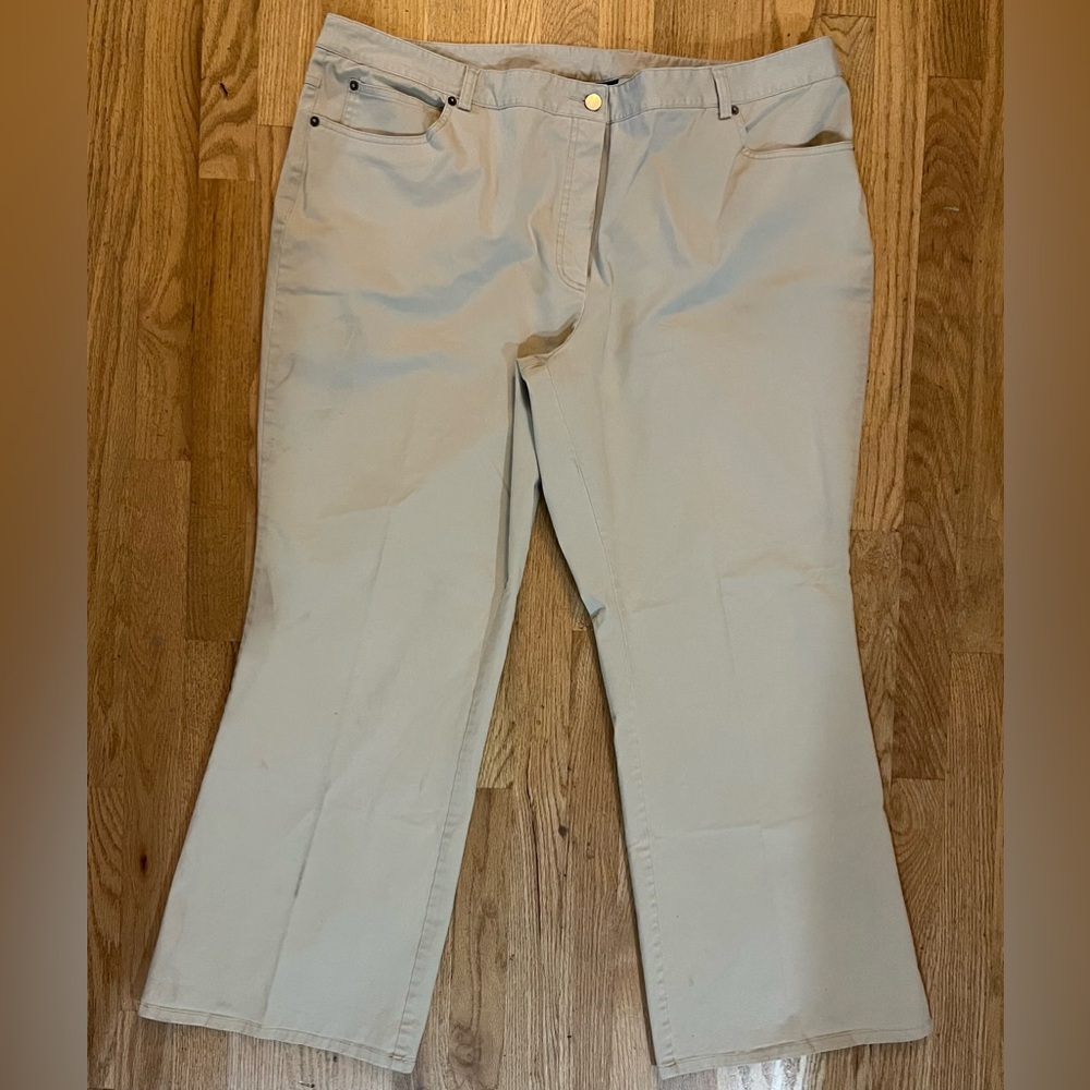 NWOT - 22W Shape FX 5 pocket tan pants. 95% cotton, 5% spandex. Never worn.